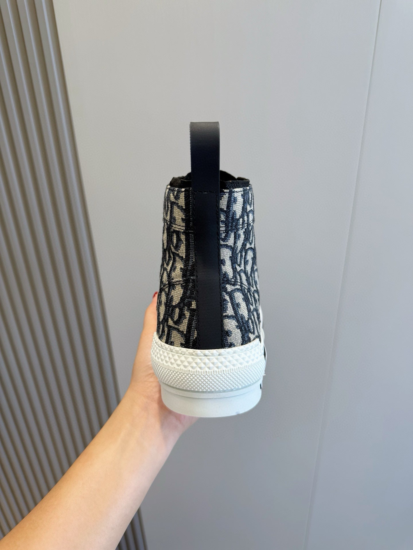 BLACK & BEIGE MONOGRAM HIGH-TOP SNEAKERS