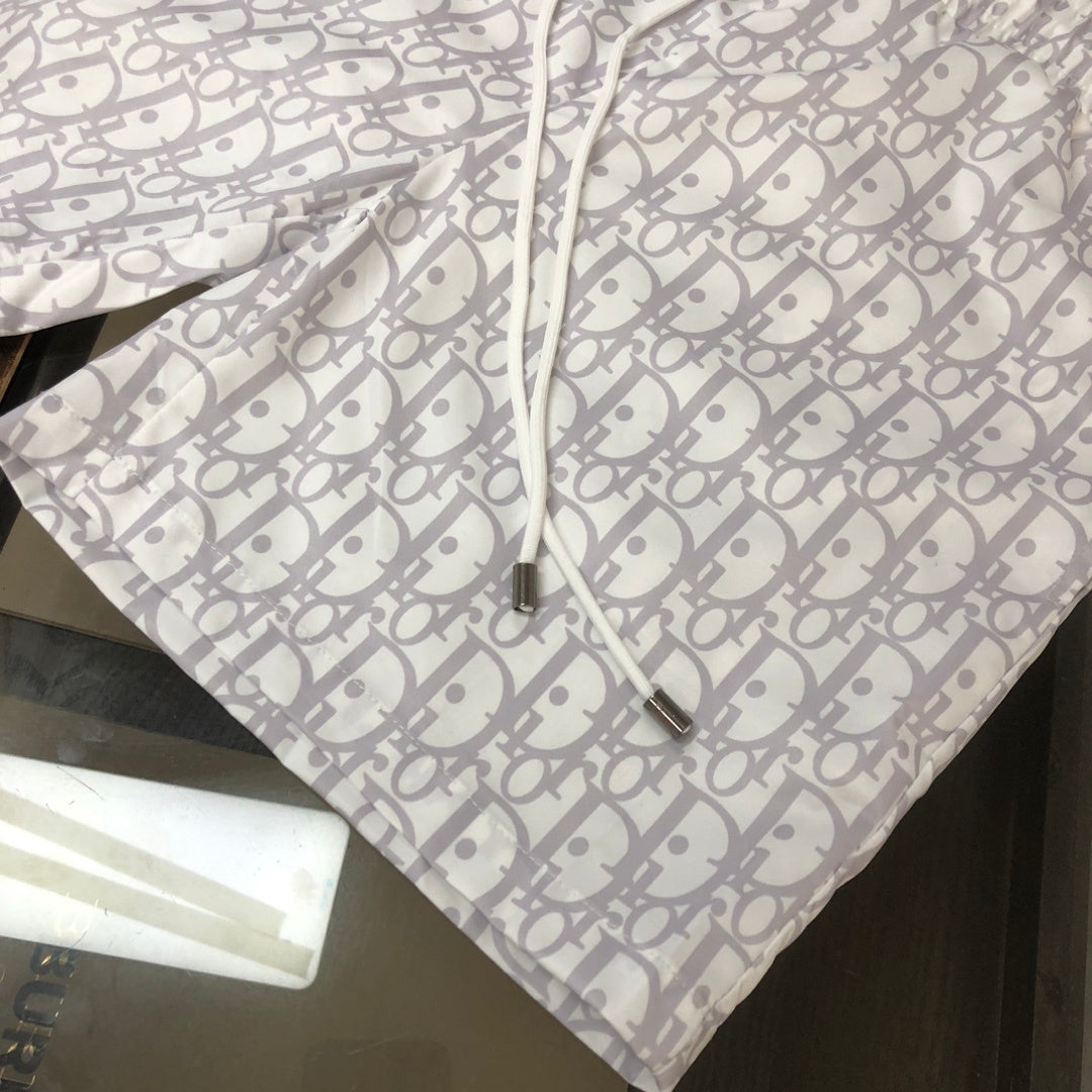 MONOGRAM SWIM SHORTS – LIGHT GREY & WHITE