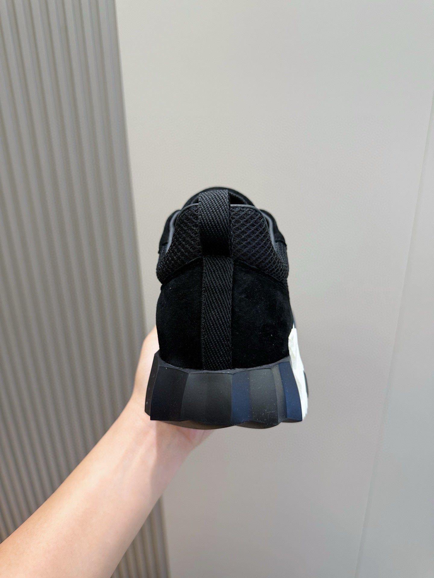 ALL-BLACK MESH & SUEDE DESIGNER SNEAKERS