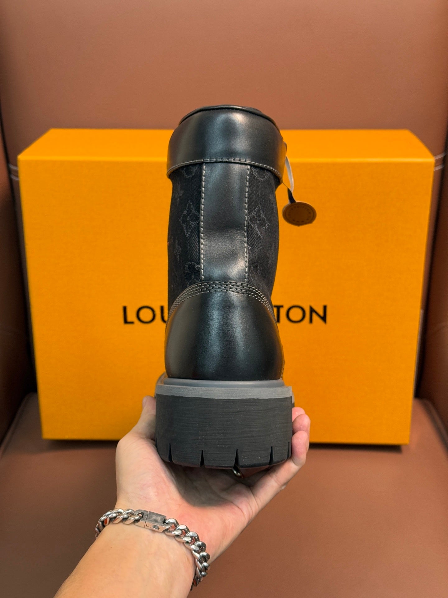 SCHWARZE MONOGRAMM-CANVAS-KAMPFSTIEFEL