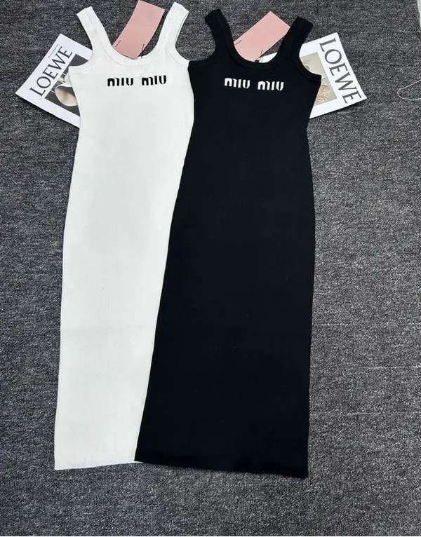 RIBBED LOGO MIDI TANK DRESS