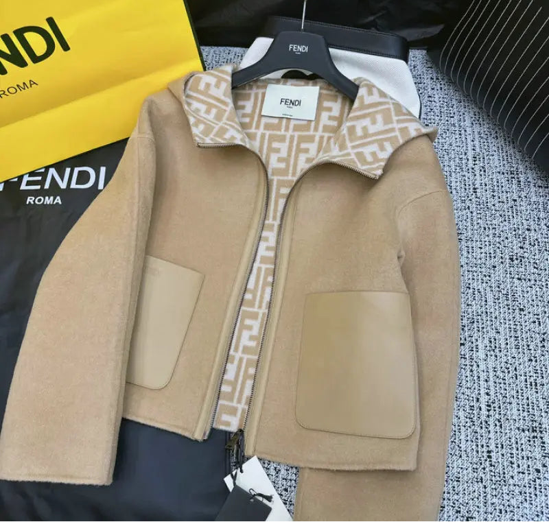 HOODED WOOL BLEND ZIP JACKET