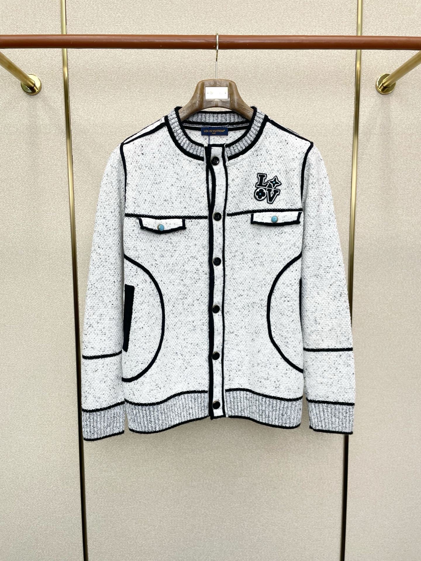 TEXTURED BUTTON-UP KNIT CARDIGAN WITH CONTRAST TRIM