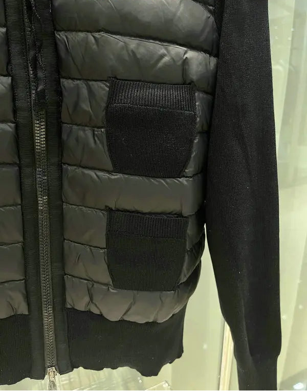 QUILTED PANEL KNIT ZIP JACKET