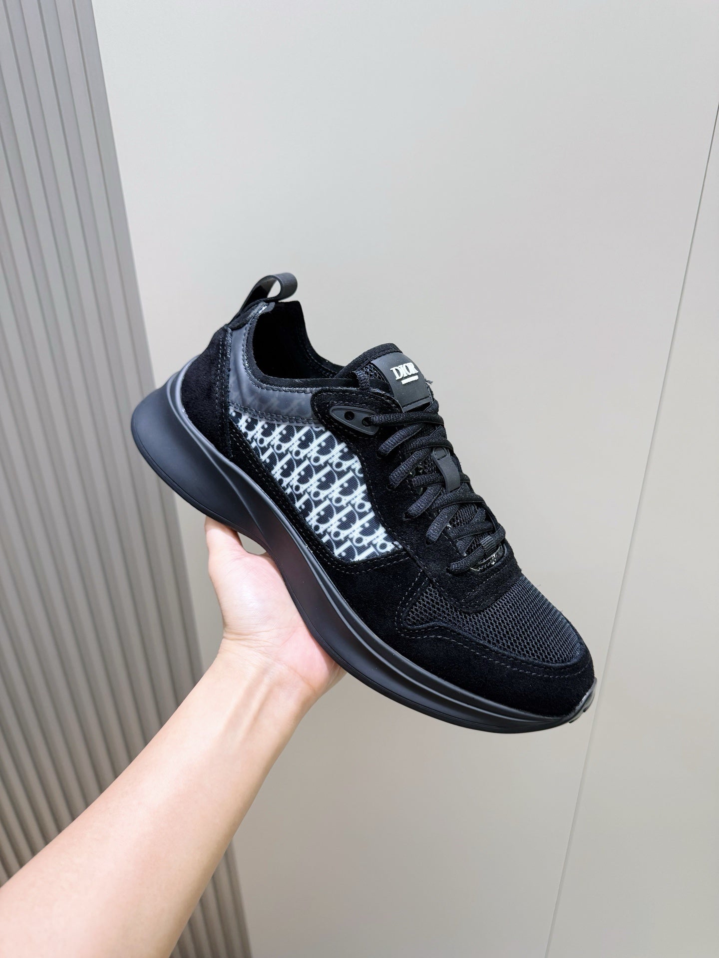 BLACK MONOGRAM PANEL SPORT SNEAKERS