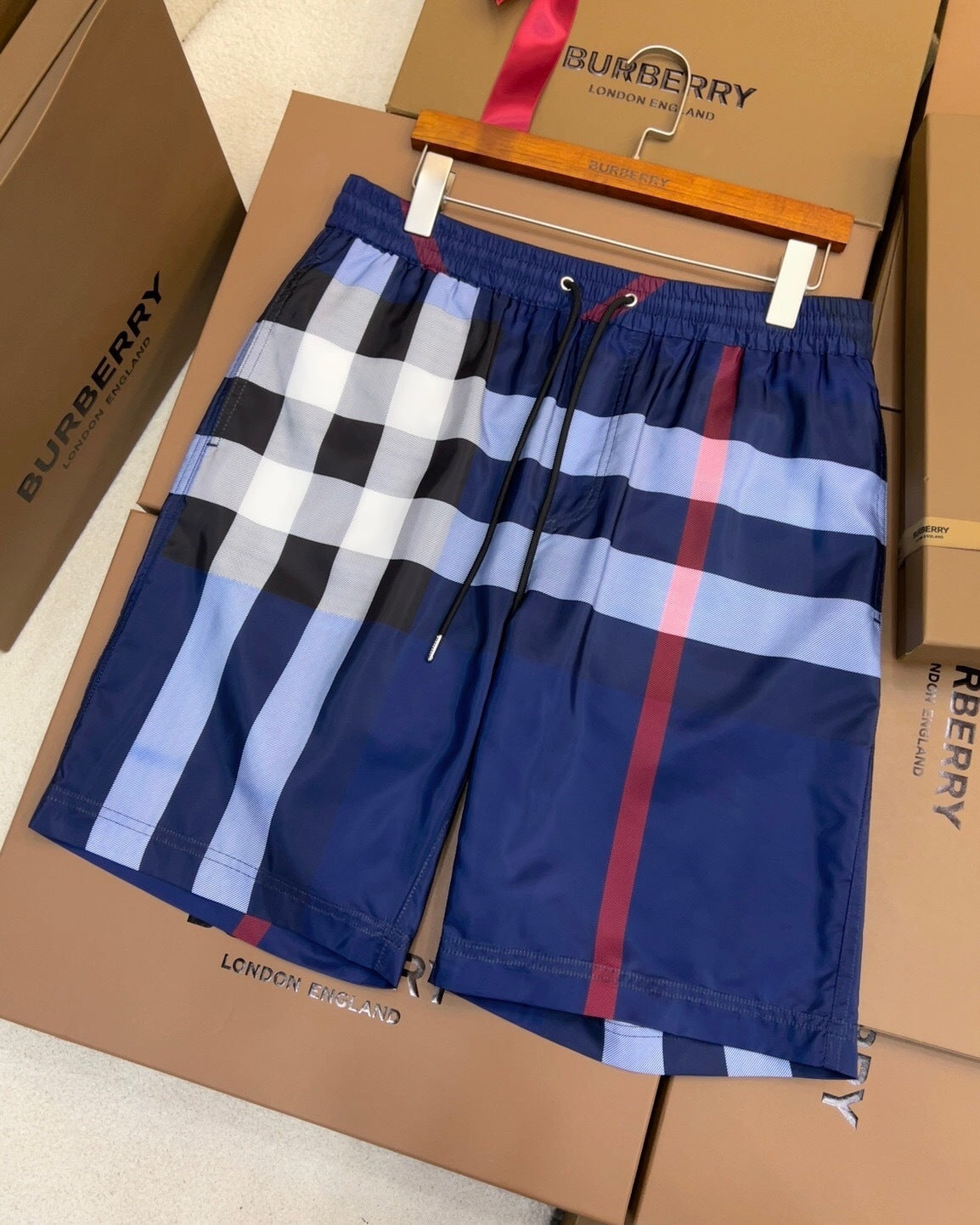 CHECK PRINT SWIM SHORTS – NAVY EDITION