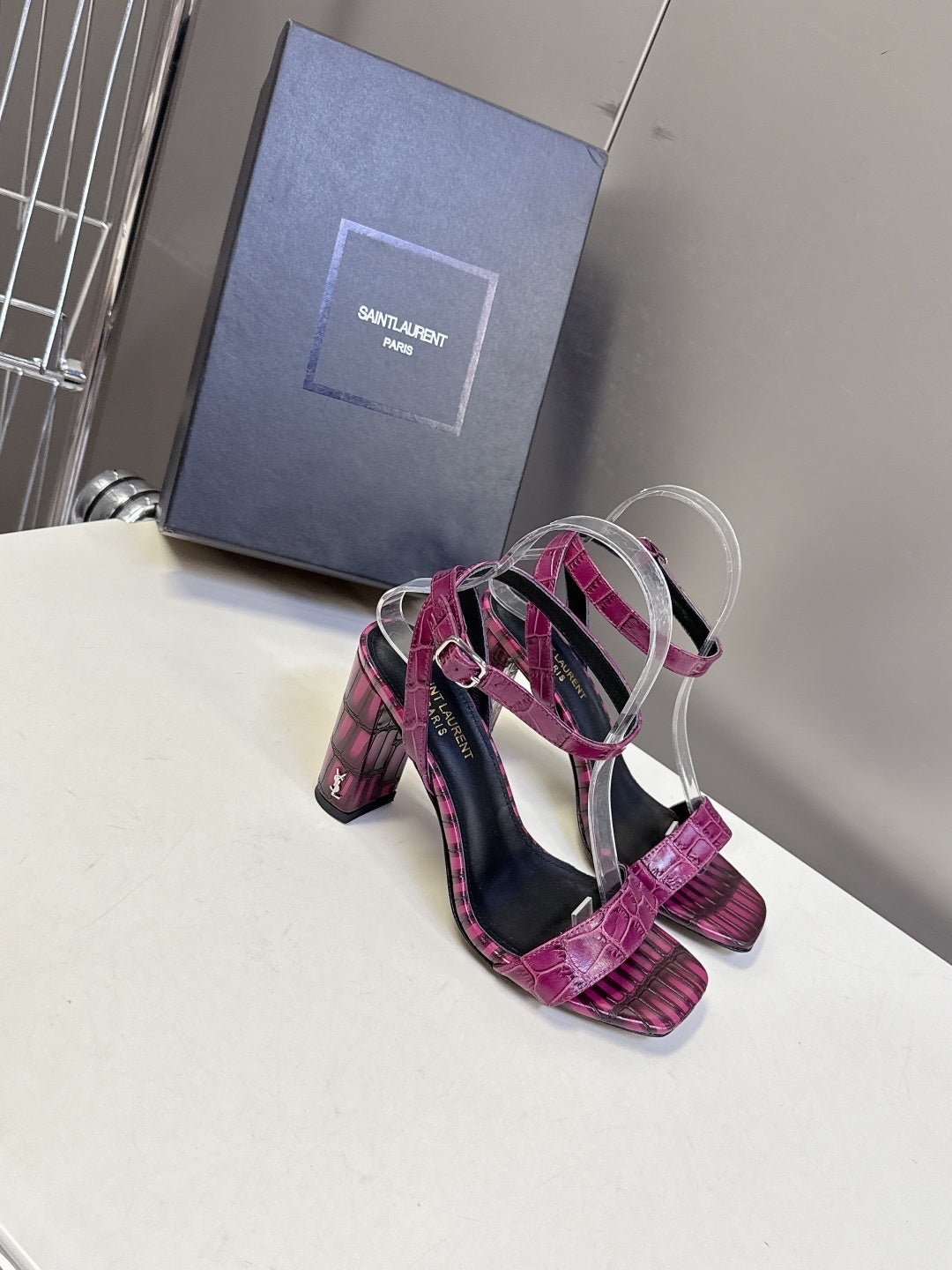 PINK CROCODILE EMBOSSED STRAPPY HIGH HEELS