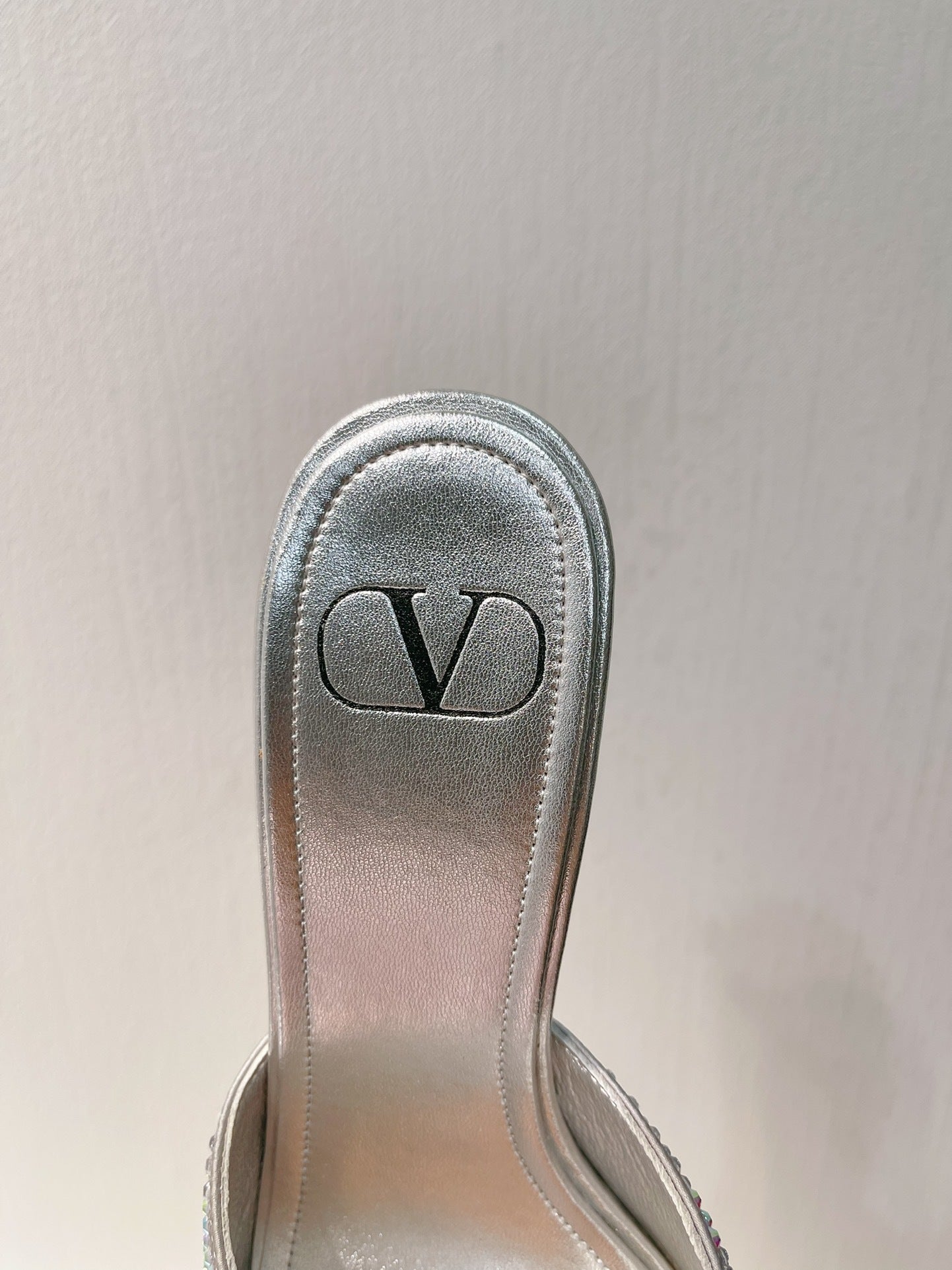 CRYSTAL EMBELLISHED MULE HEELS – SILVER