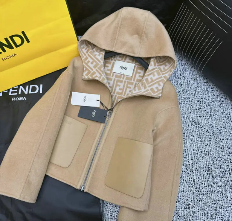 HOODED WOOL BLEND ZIP JACKET