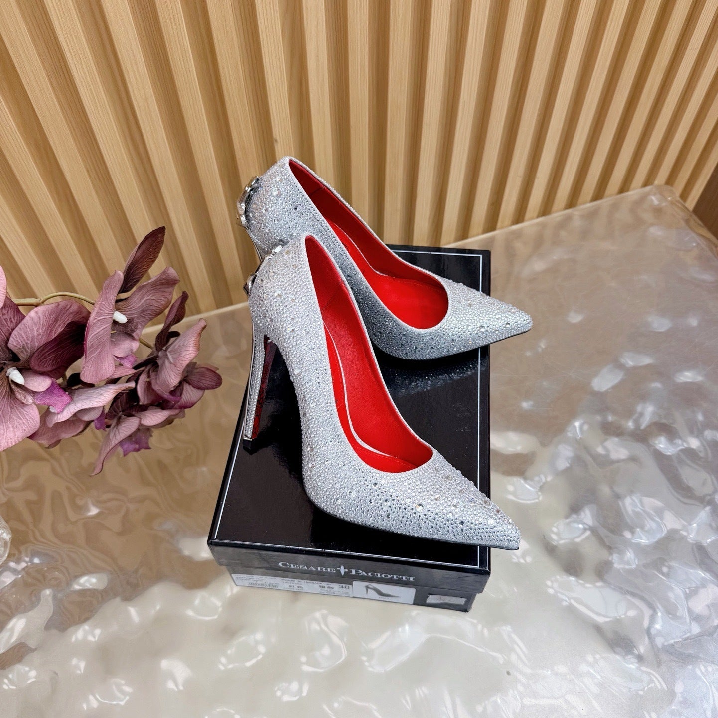 CRYSTAL EMBELLISHED DAGGER HEEL PUMPS – ICY SILVER EDITION