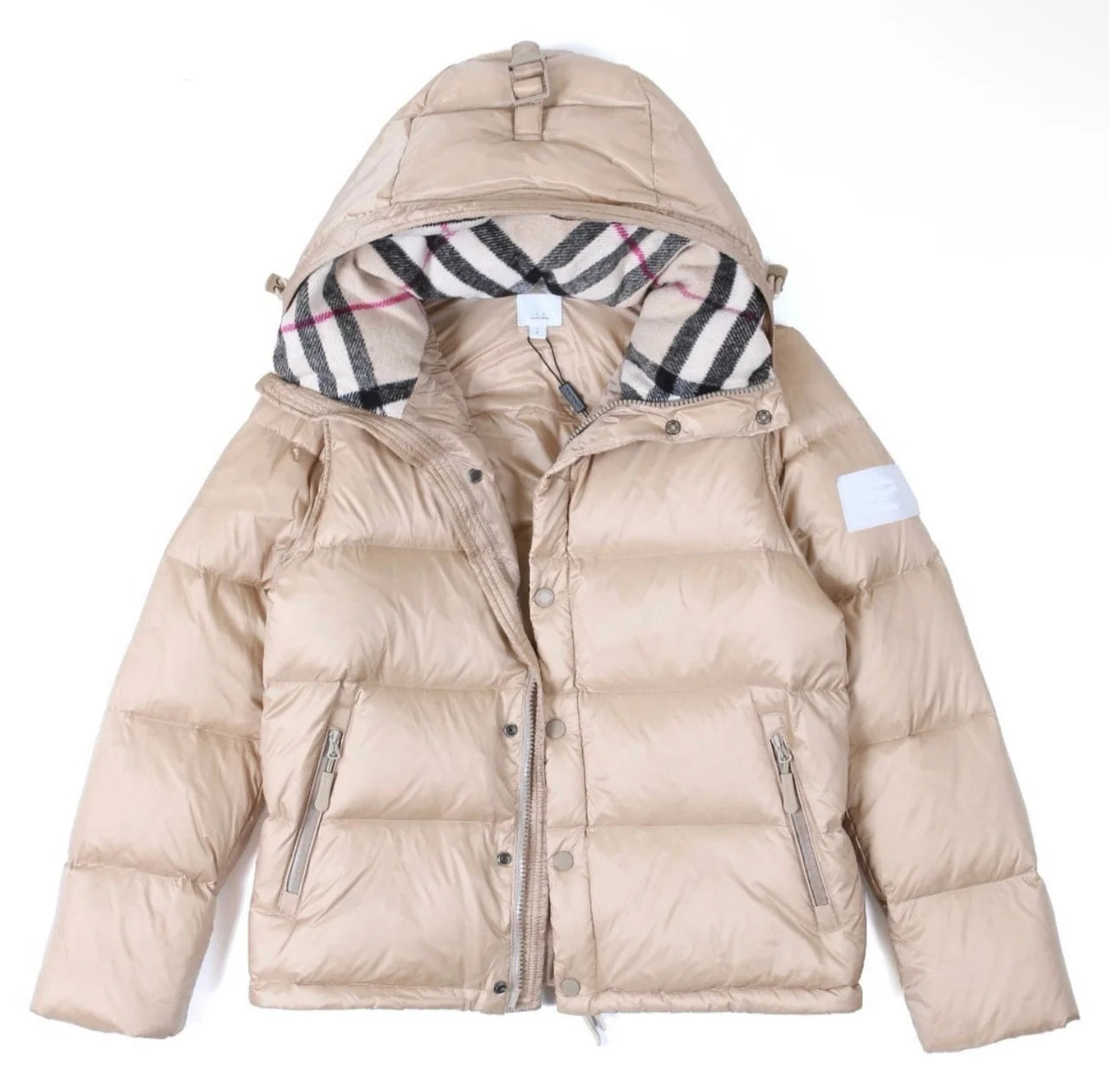 HOODED CHECK PUFFER