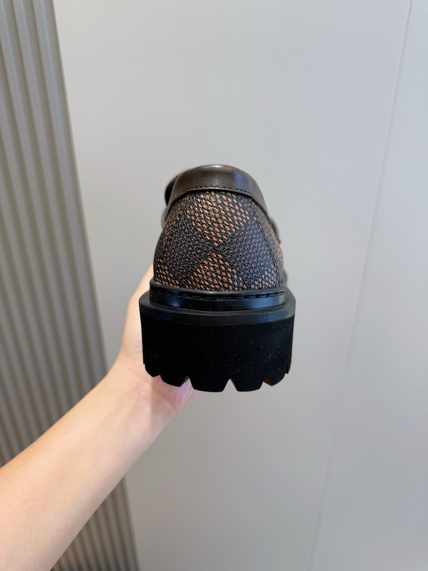 BROWN DAMIER CHUNKY SOLE LOAFERS