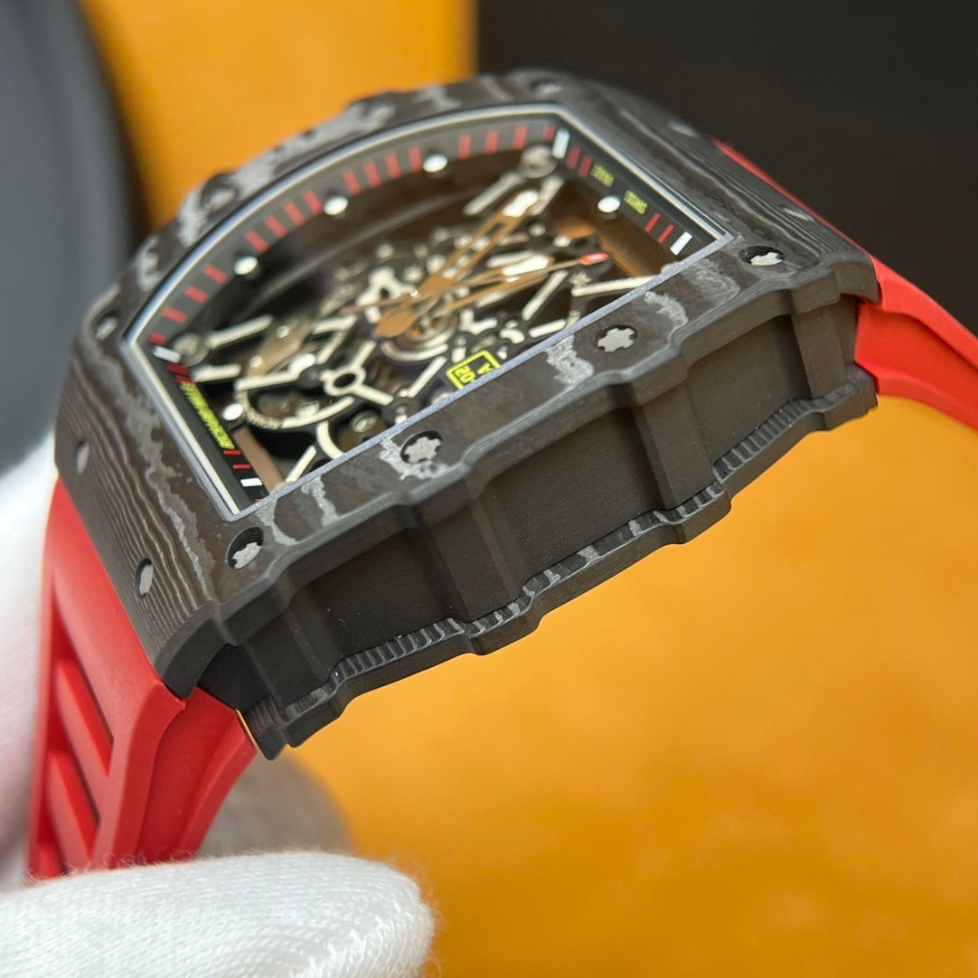 SKELETON SPORT LUXURY RED STRAP WATCH