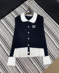 RIBBED KNIT CONTRAST CARDIGAN