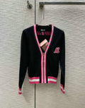 ZIP-UP CONTRAST KNIT CARDIGAN