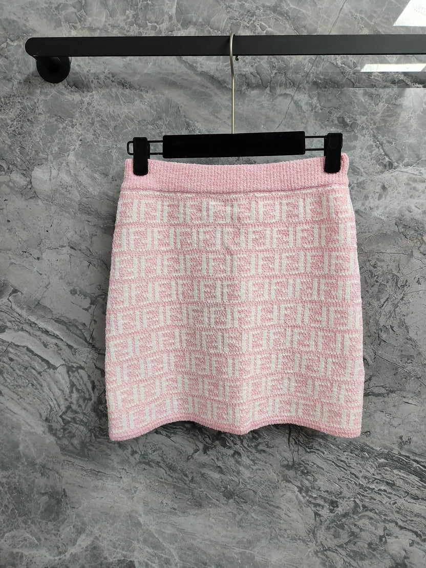 PINK MONOGRAM KNIT MINI SKIRT
