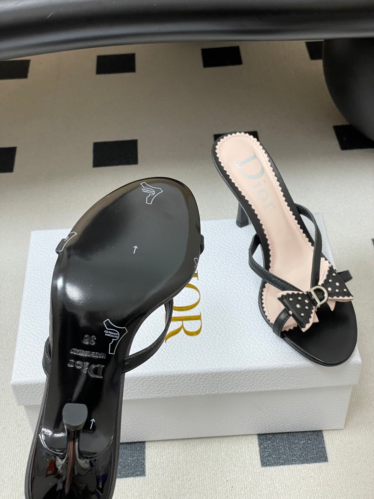 BLACK BOW DETAIL STRAP STILETTO SANDALS