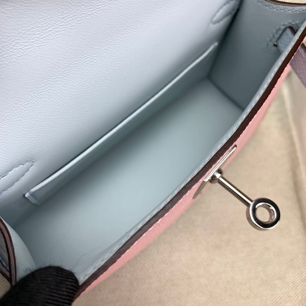LUXURY MINI PINK & BLUE LEATHER CROSSBODY BAG