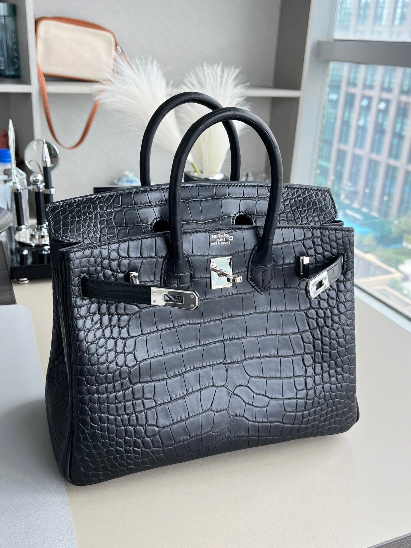 MIDNIGHT CROCODILE LUXURY TOTE
