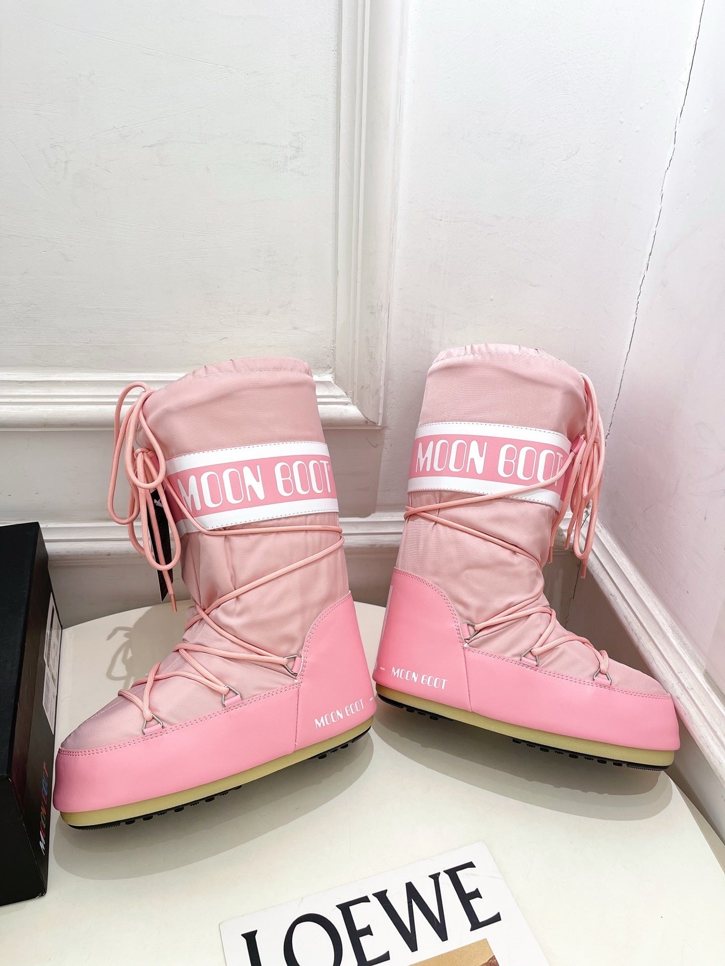 PINK PADDED LACE-UP WINTER BOOTS