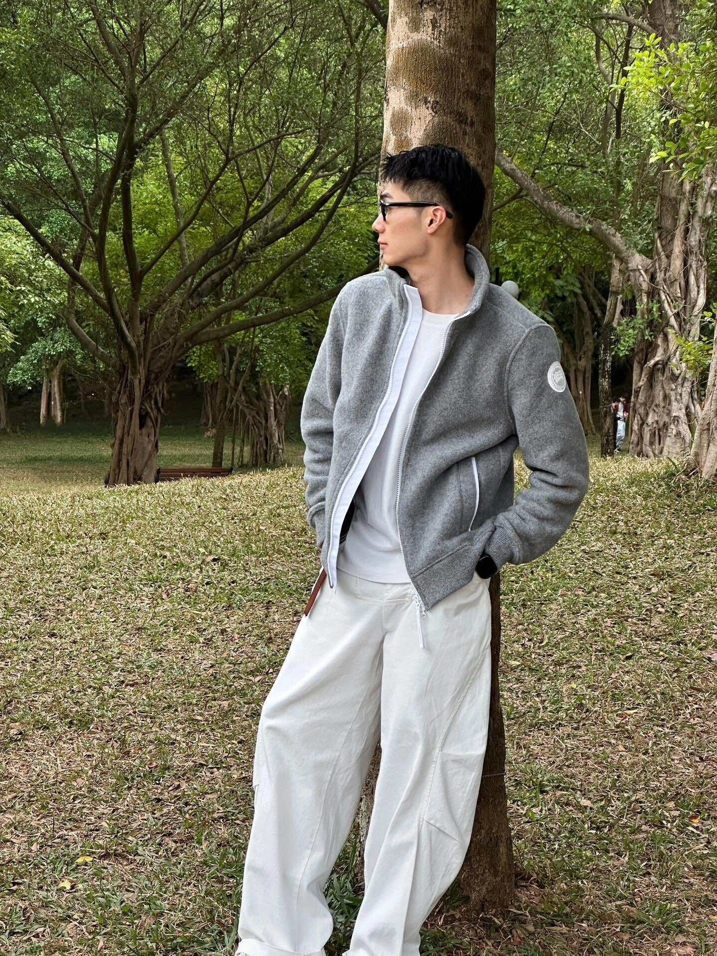 MEN’S GREY ZIP-UP WOOL BLEND JACKET