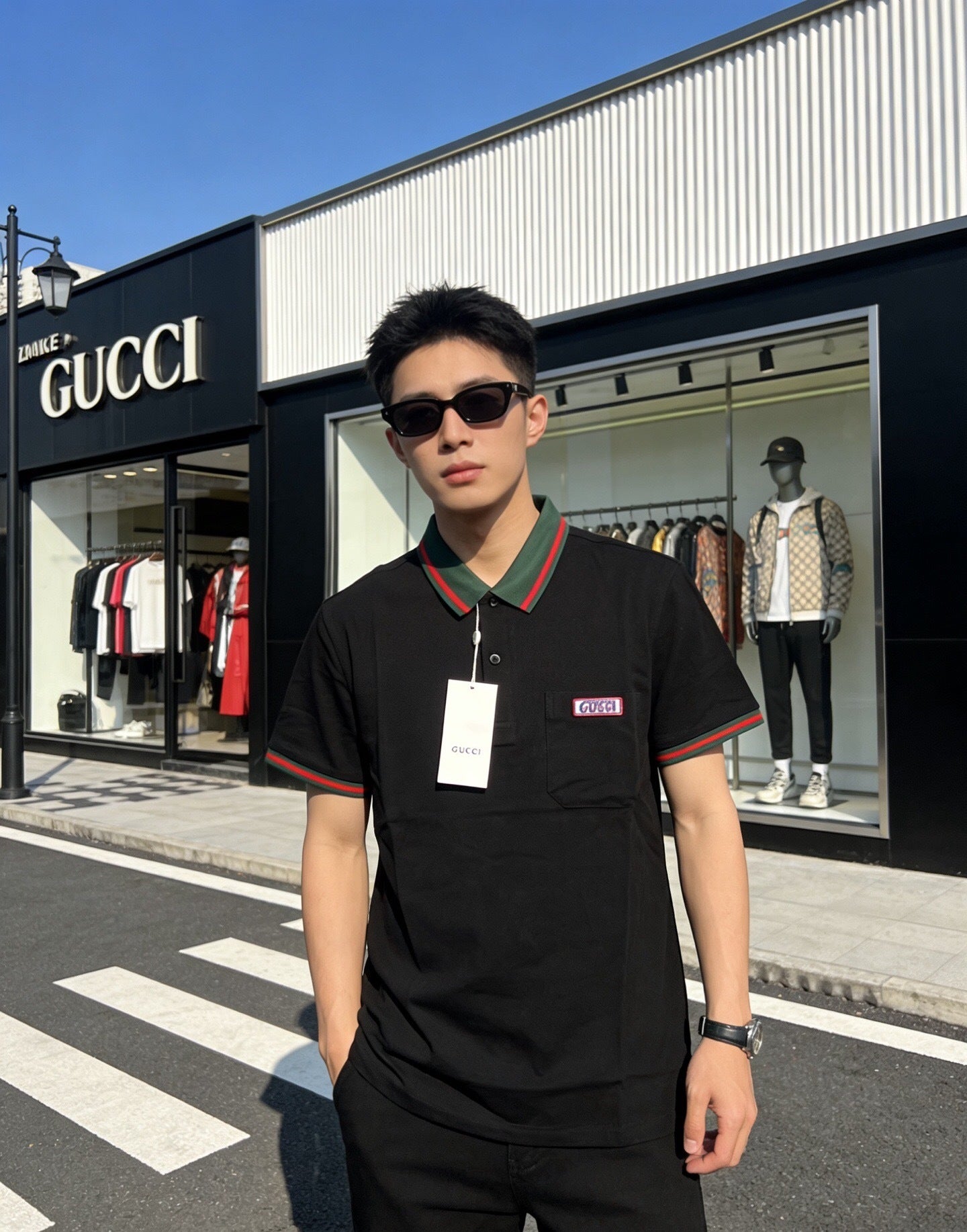 CLASSIC STRIPE COLLAR POLO SHIRT WITH SIGNATURE TRIM