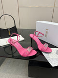 PINK LOGO STRAP HIGH HEEL SANDALS