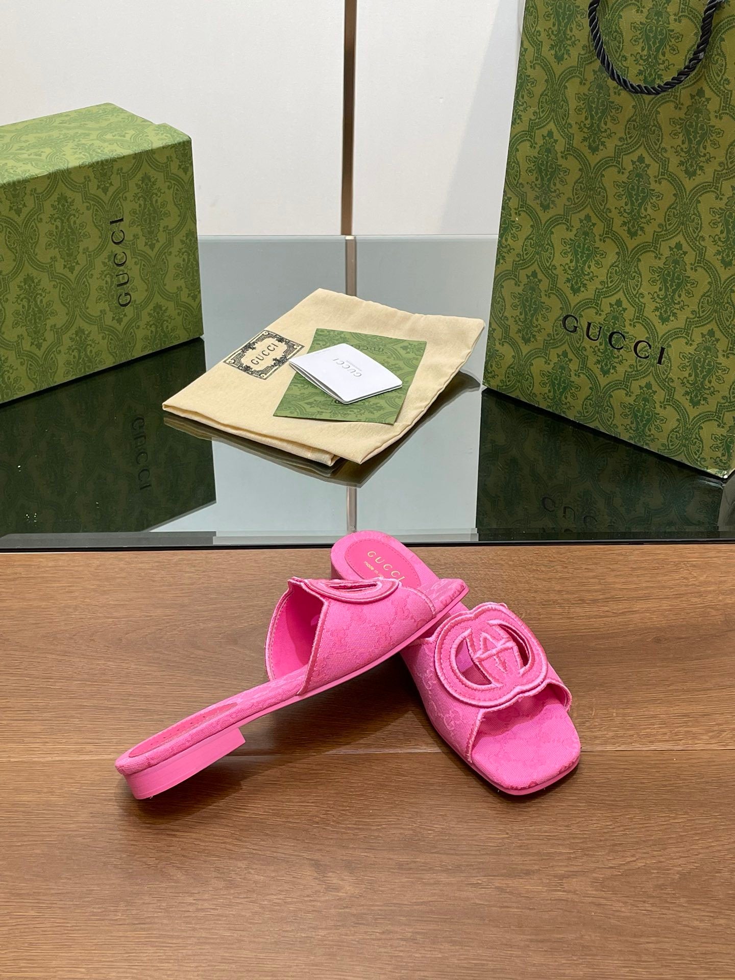 PINK EMBOSSED LOGO SLIDES