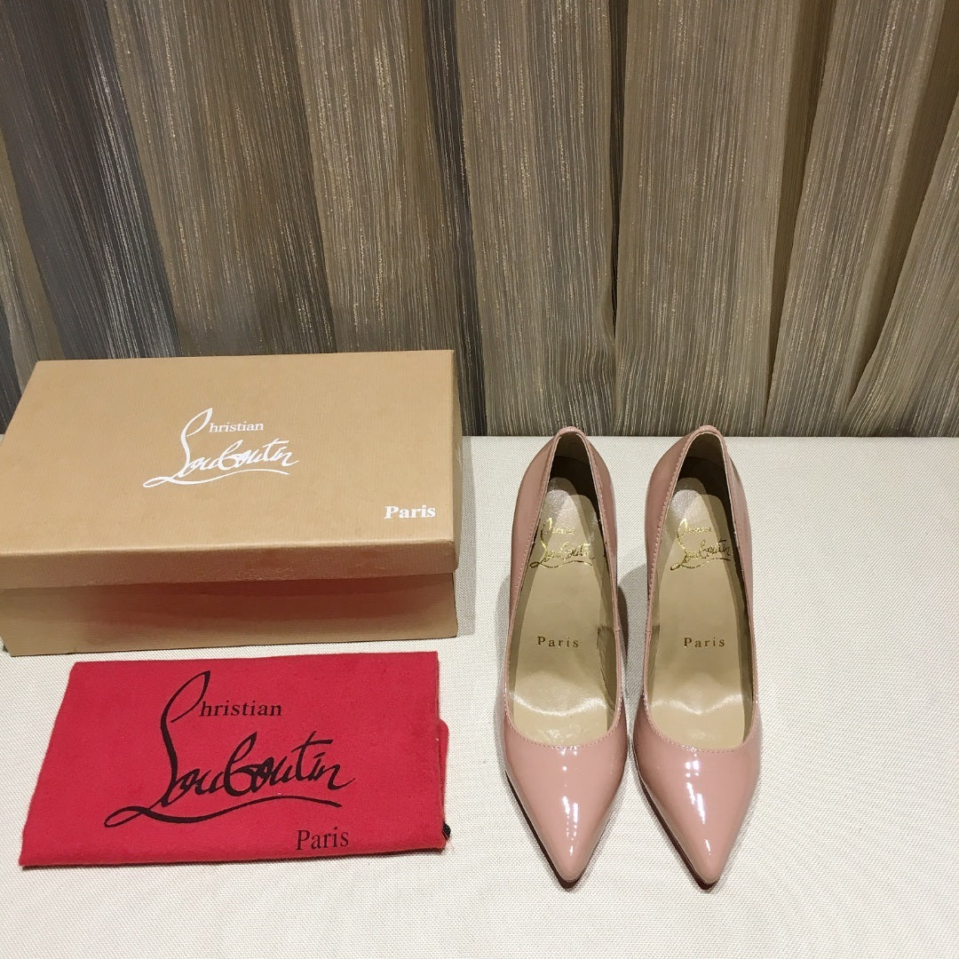 PATENT RED SOLE STILETTO PUMPS – BLUSH PINK