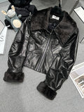 FAUX FUR LEATHER JACKET