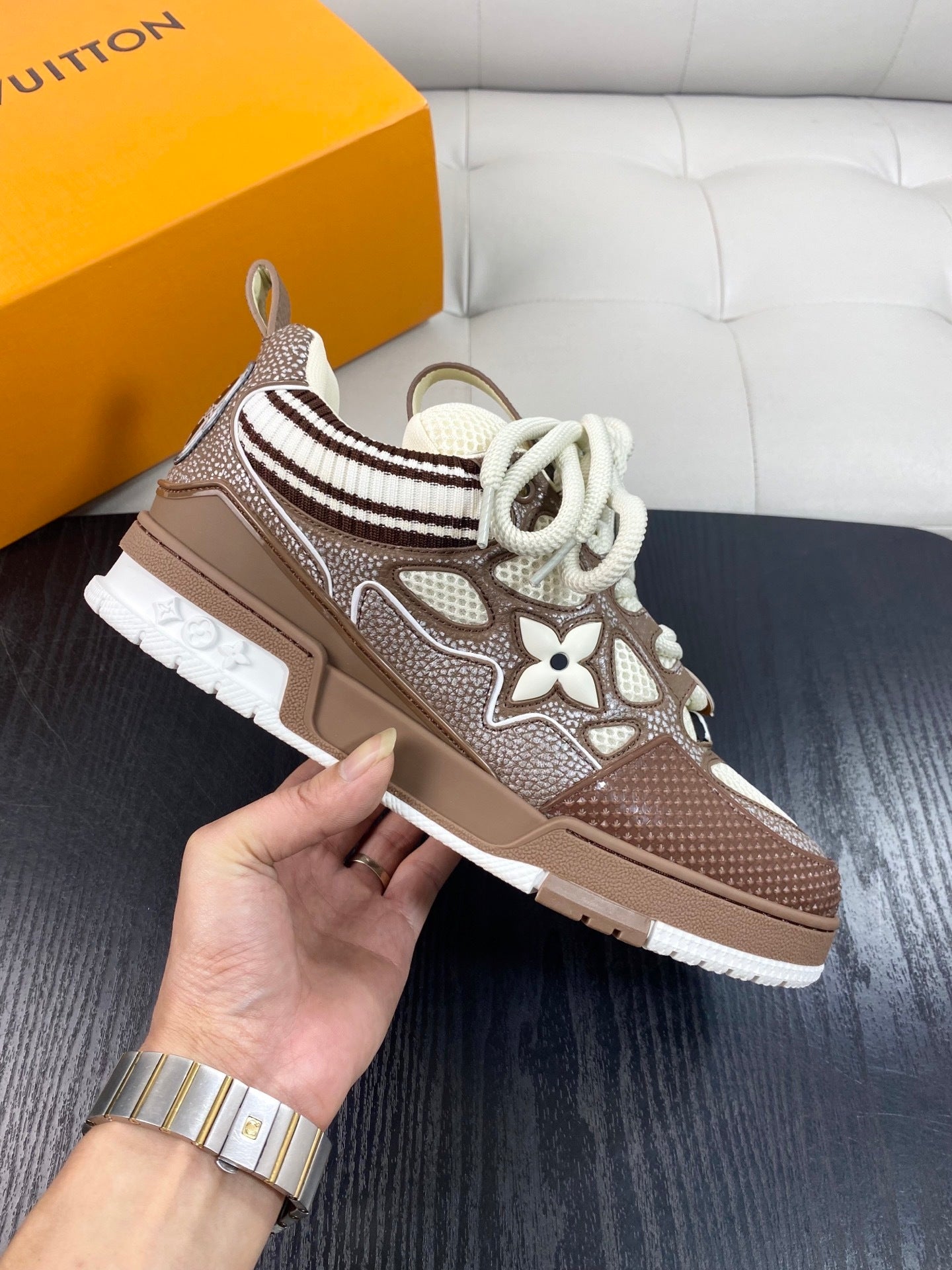 BROWN & CREAM CHUNKY SNEAKERS