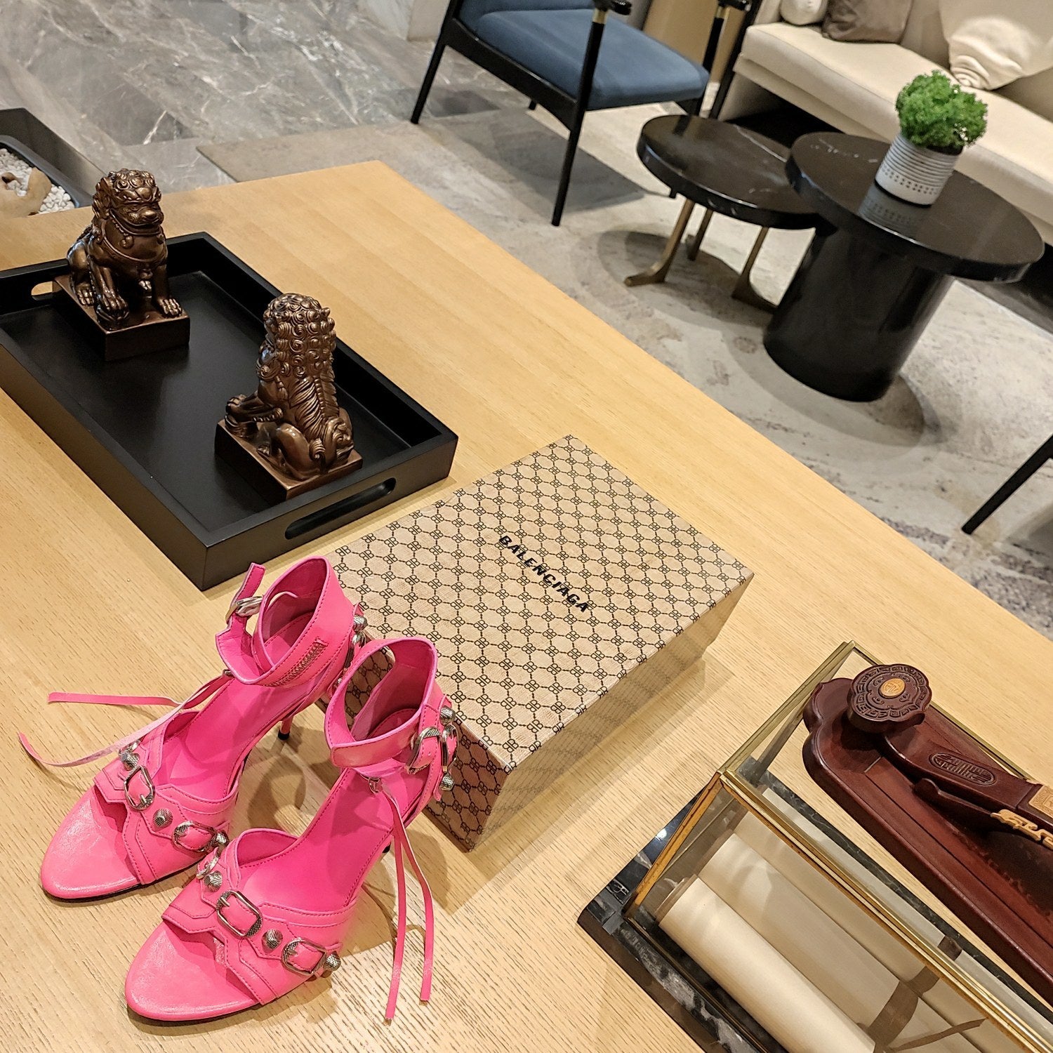 HOT PINK BUCKLE STRAP HIGH HEEL SANDALS