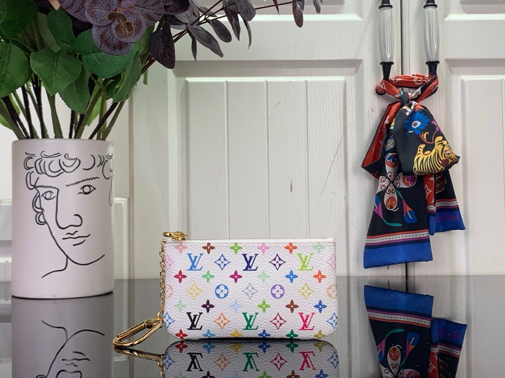 MULTICOLOR MONOGRAM MINI ZIP POUCH