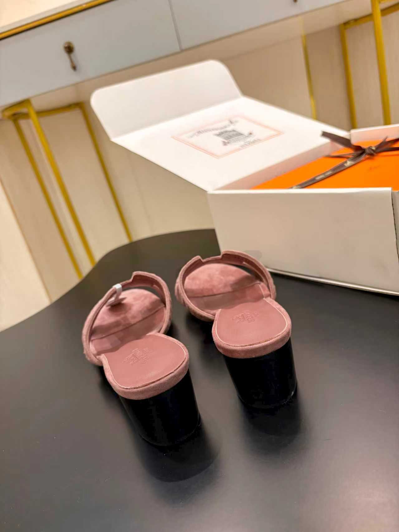 ROSE SUEDE HEELED SLIDE SANDALS