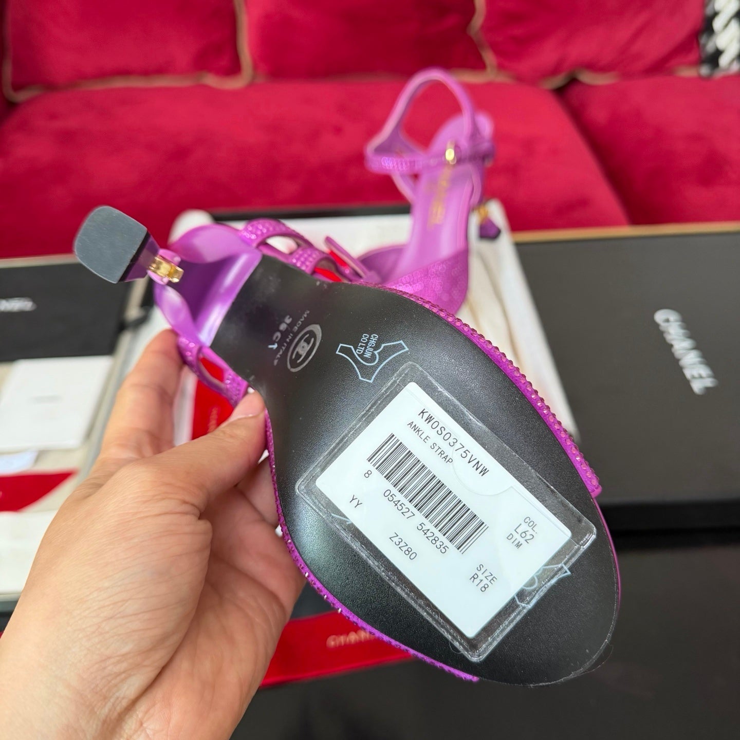 CRYSTAL EMBELLISHED ANKLE STRAP HEELS