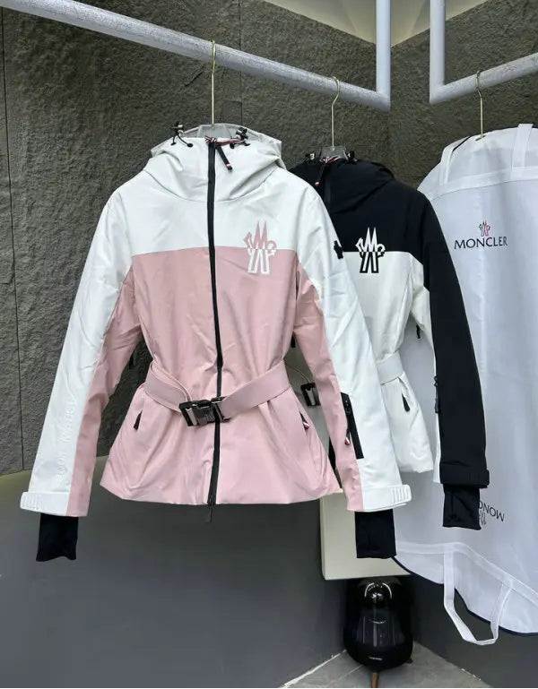 BELTED COLORBLOCK HOODED PERFORMANCE JACKET
