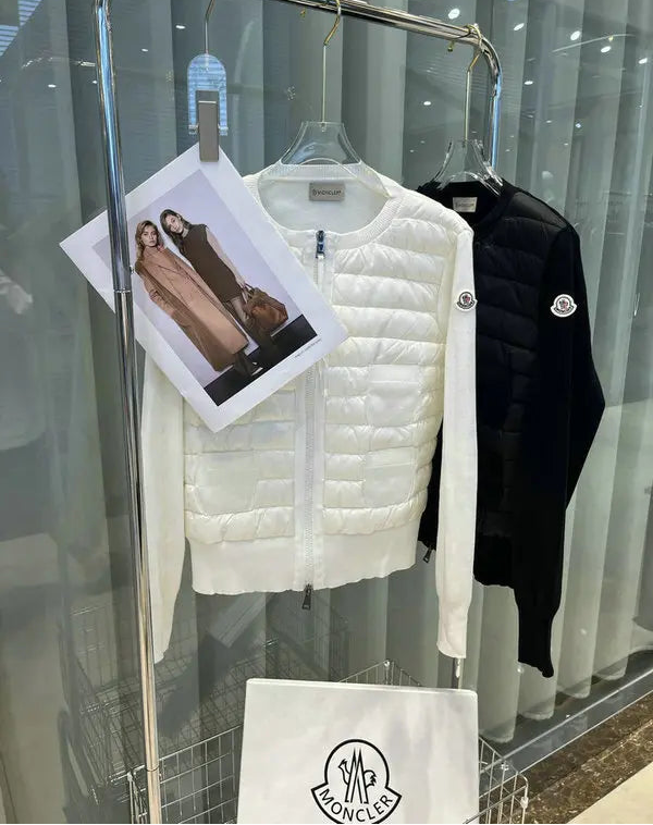 QUILTED PANEL KNIT ZIP JACKET