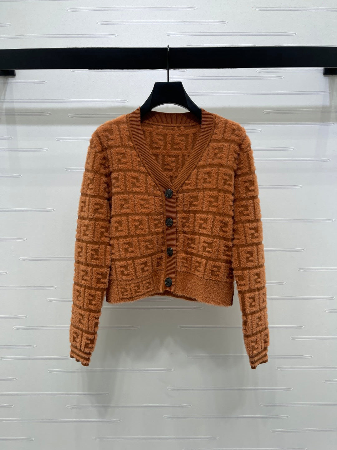 FUZZY KNIT V-NECK CARDIGAN