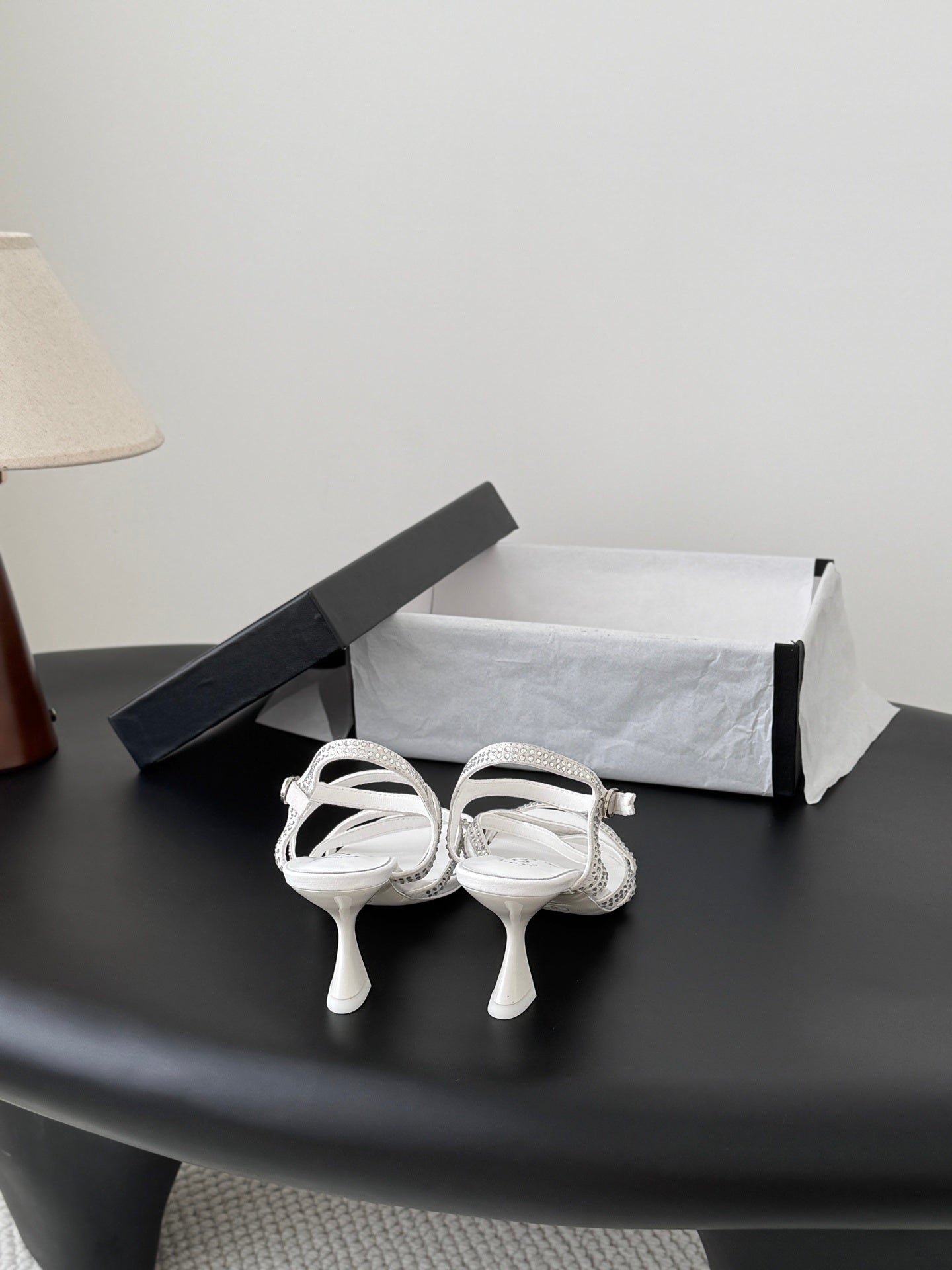 WHITE STRAPPY HEEL SANDALS