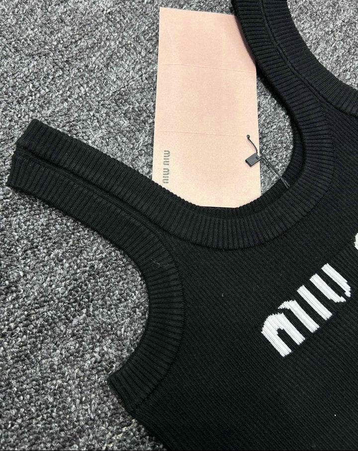 RIBBED LOGO KNIT TANK TOP