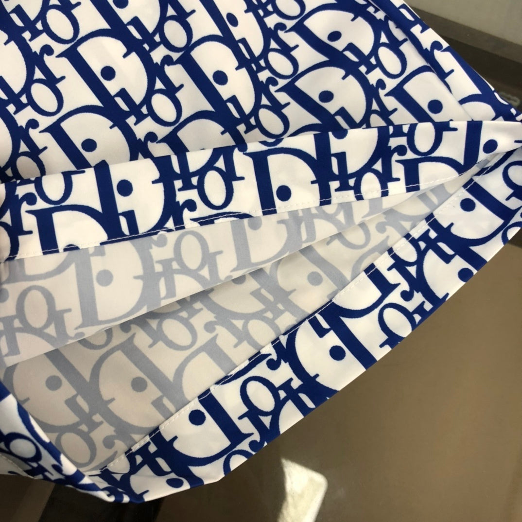 MONOGRAM SWIM SHORTS – WHITE & BLUE