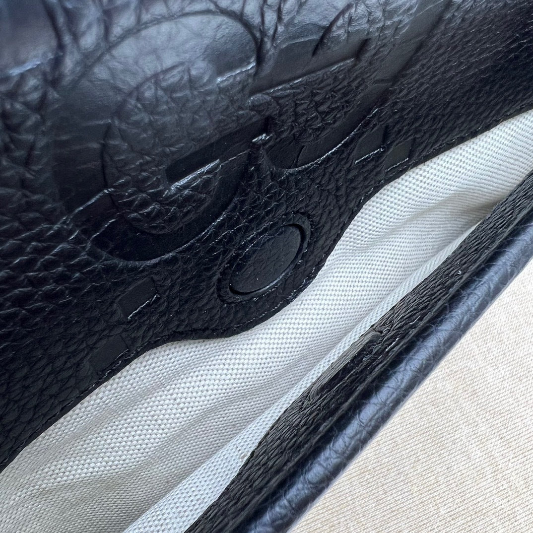 Geprägte Leder-Umhängetasche – Schwarz