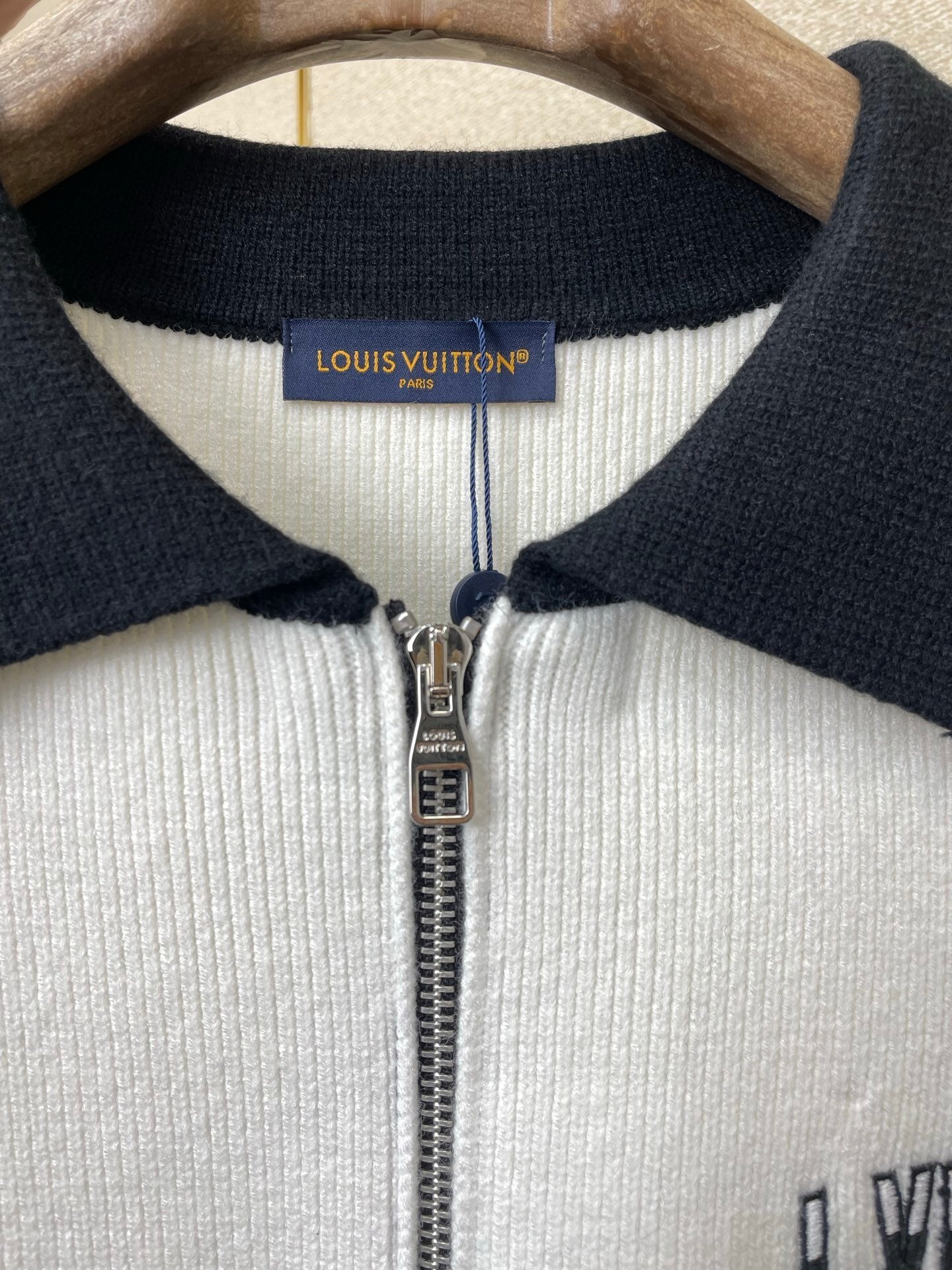 ZIP-FRONT STRIPED KNIT CARDIGAN WITH COLLAR