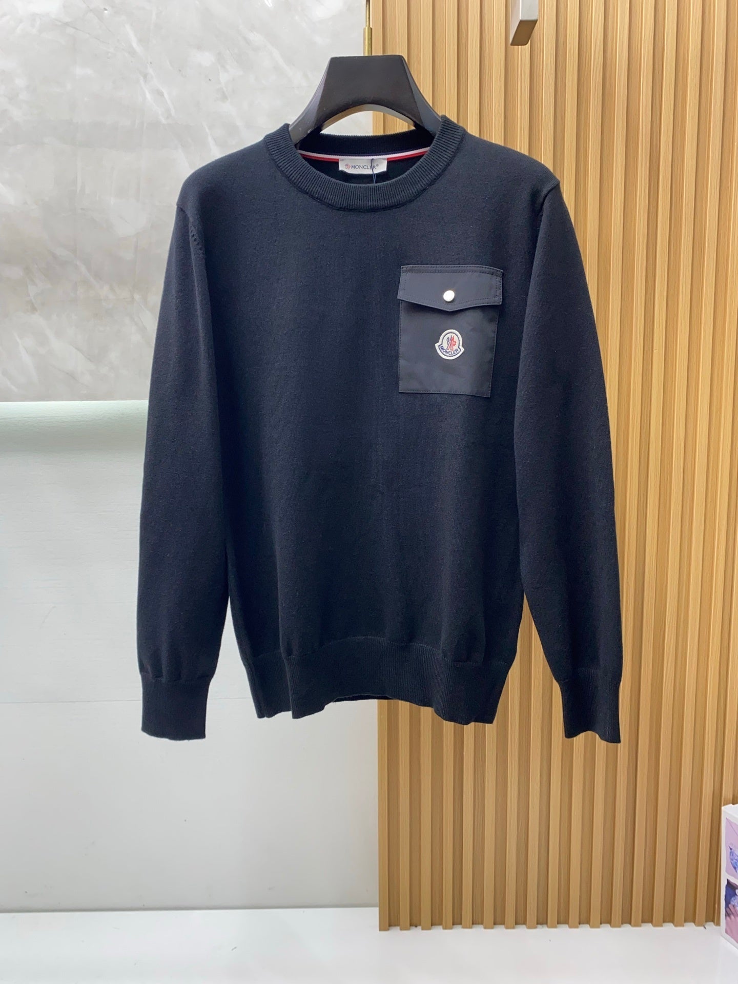 CREW NECK SWEATSHIRT WITH BUTTONED CHEST POCKET