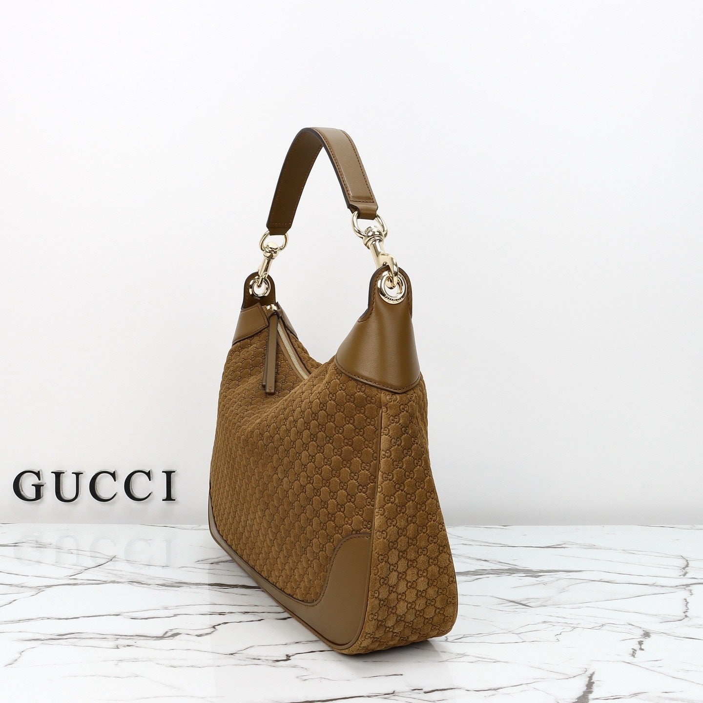 MONOGRAM SUEDE HOBO SHOULDER BAG