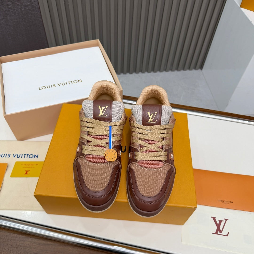 BROWN & TAN LOW-TOP CASUAL SNEAKERS