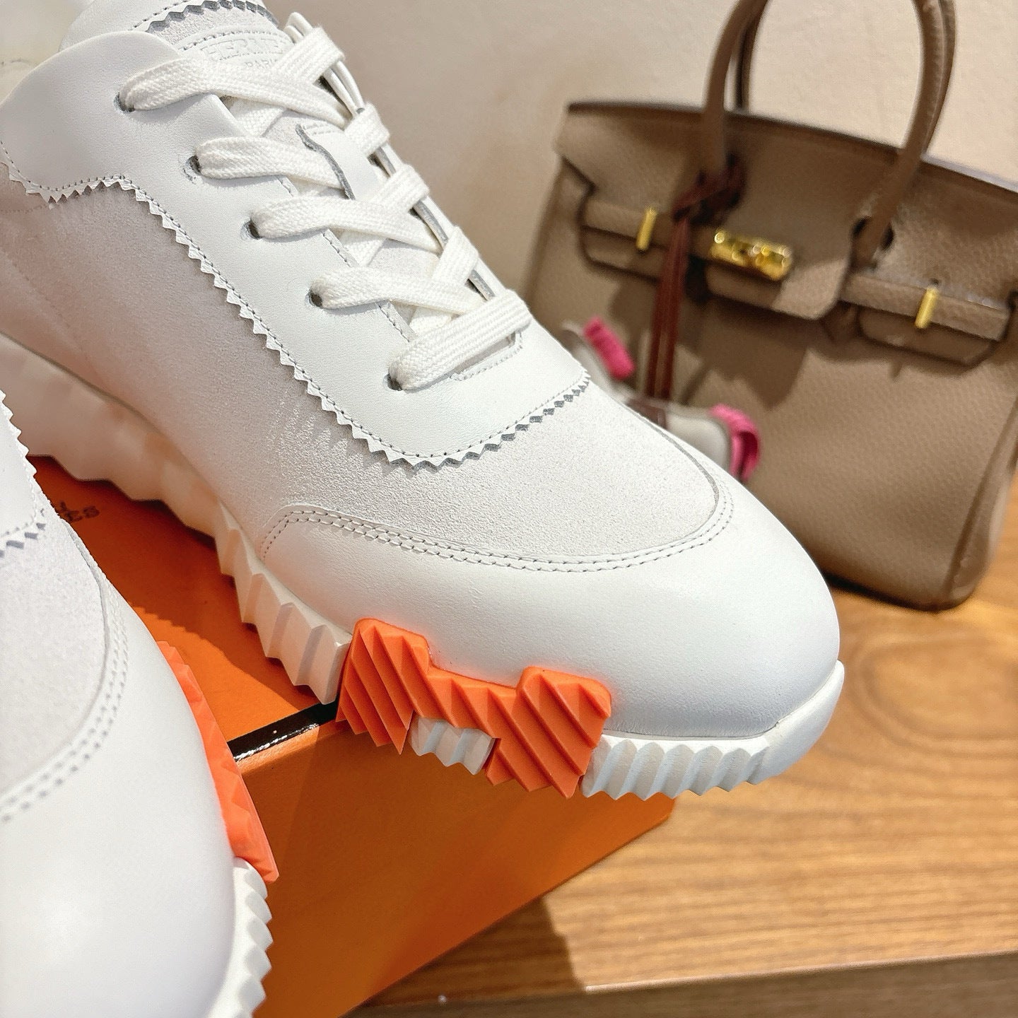 WHITE LEATHER & SUEDE LOW-TOP SNEAKERS
