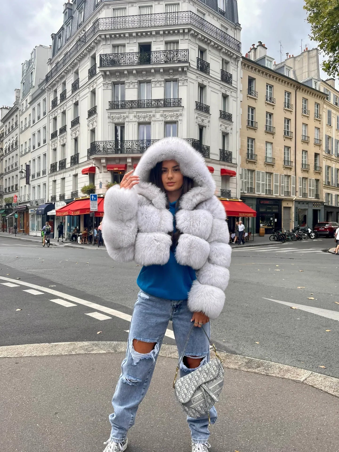 OVERSIZED FUR HOODED JACKET