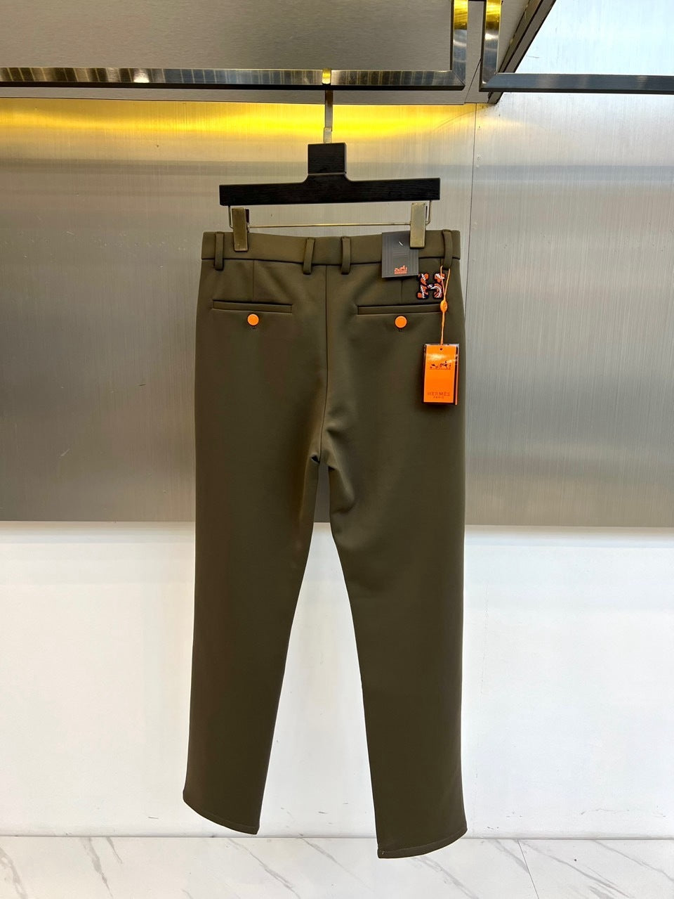 SLIM FIT OLIVE TAILORED TROUSERS