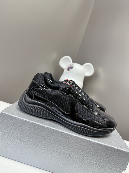 BLACK GLOSS PANEL SNEAKERS